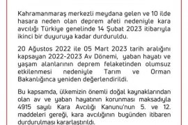 Bakanlık açıkladı: Kara avcılığı süresiz durduruldu