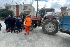 Traktöre çarpan kurye yaralandı