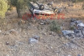 Milas’ta Şarampole Yuvarlanan Araçtan Sürücü Sağ Kurtuldu