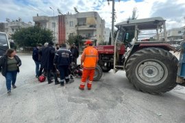 Traktöre çarpan kurye yaralandı