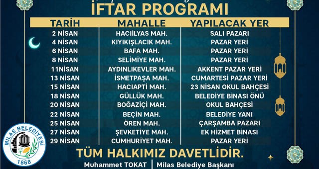 İftar Yemekleri 2 Nisan’da başlıyor