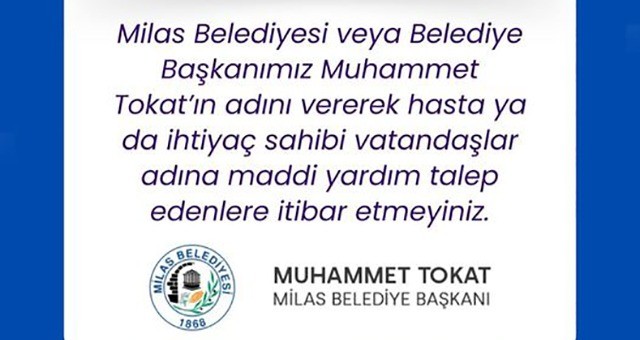 Milas Belediyesi’nden Dolandırıcılık Uyarısı!