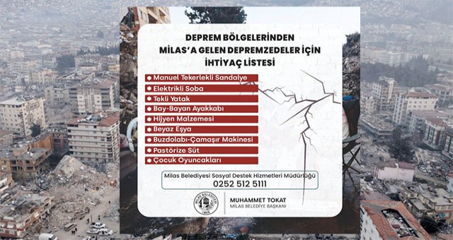 Depremzedeler için öncelikli ihtiyaç listesi paylaşıldı