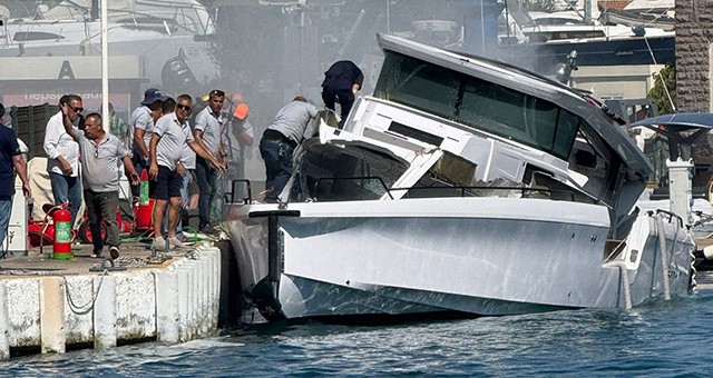 Milta Marina’da akaryakıt alan yat patladı, battı iki denizci yaralandı