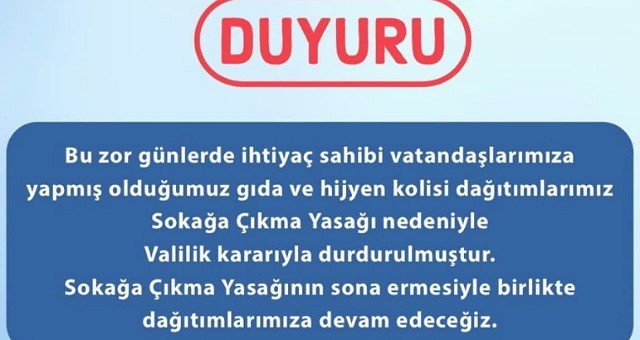 Yasak kalkınca dağıtımlar devam edecek