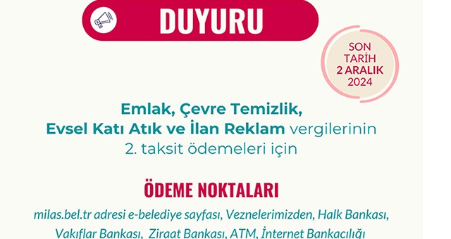 Vergi Ödemelerinde Son Tarih 2 Aralık