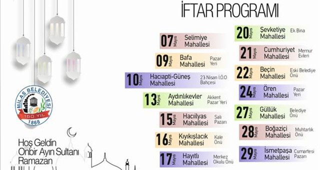 İFTAR YEMEKLERİ YARIN BAŞLIYOR