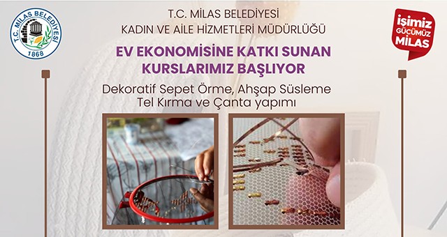 Milas Belediyesi’nin Düzenlediği El Sanatları Kursuna Kayıtlar Başladı