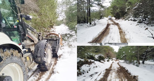 Milas Belediyesi hafta sonu kar mesaisindeydi