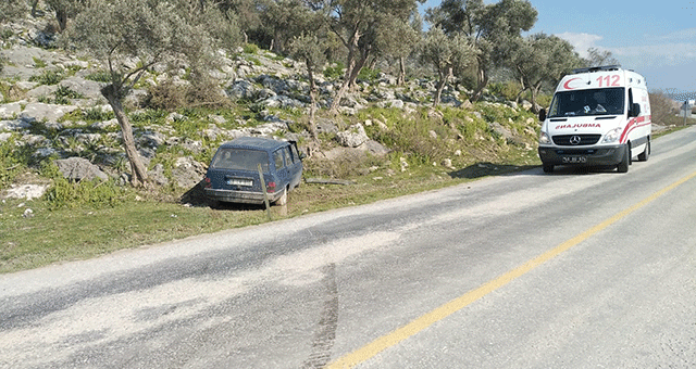 Otomobil kayalıklara çarptı: 2 yaralı