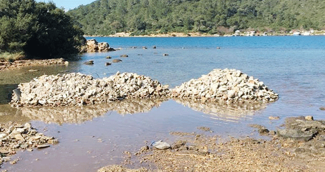 Denize moloz döktü, yakalandı