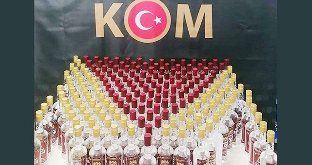 200 şişe sahte içki ele geçirildi