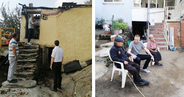 Kaymakam Böke’den evi yanan vatandaşlara ziyaret