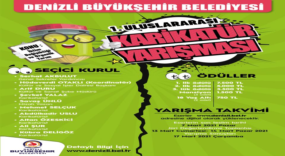 Denizli'de Uluslararası Karikatür Yarışması Eserlerini Bekliyor