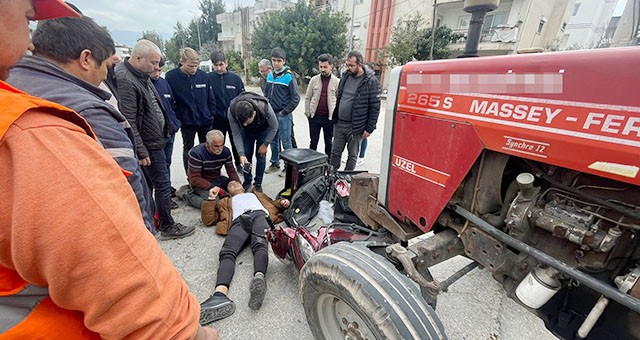 Traktöre çarpan kurye yaralandı