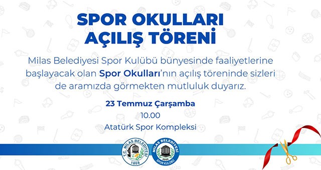 Milas Belediyesi Spor Kulübü ‘Spor Okullarının’ Açılış Töreni Gerçekleştirilecek