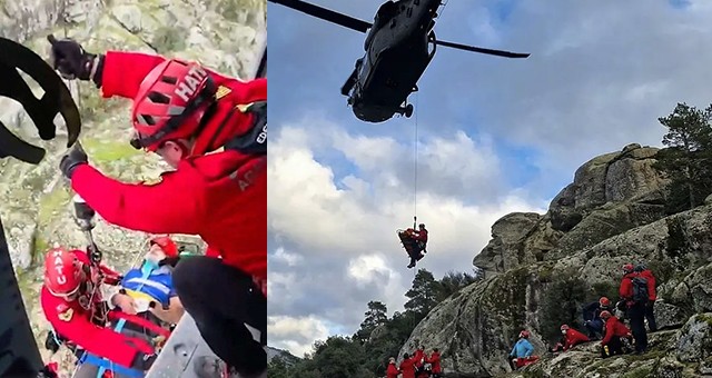 Dağlık Arazide Yaralanan Yürüyüşçü Jandarma Helikopteriyle Tahliye Edildi