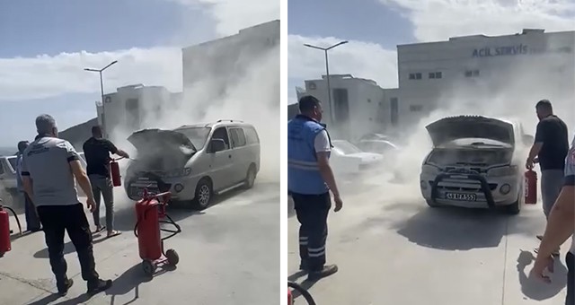 Milas Devlet Hastanesi Otoparkında Araç Yangını Paniğe Neden Oldu