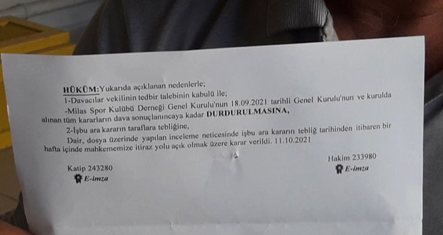 Yeni Milasspor’da karar mahkemeye kaldı