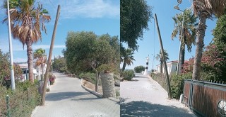 Güllük’te Yan Yatan Telefon Direği Endişe Yaratıyor