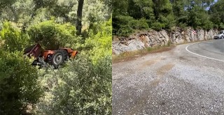 Ormanlık Alana Römorkuyla Birlikte Yuvarlandı: 2 Yaralı