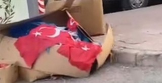 Milas’ta Çöp Konteyneri Yanına Bırakılan Türk Bayrakları Tepki Çekti