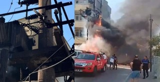 Milas'ta Korku Dolu Anlar: Trafo Yangını 2 Aracı Küle Çevirdi