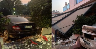 Vatandaşlar Gözlerine İnanamadı: Araç Apartman Duvarını Yıktı